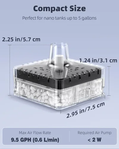 Vista 6 de Pawfly Filtro de esponja para acuario, filtro de tanque de peces pequeño con espuma y piedra de aire, filtro de esponja para peceras de hasta 5