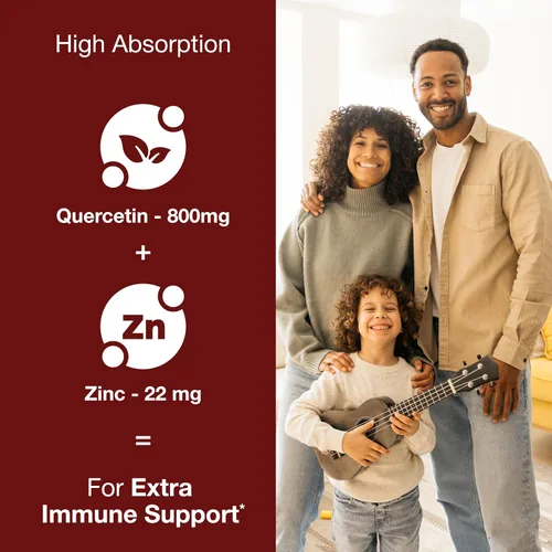 Vista 2 de Sandhu's Zinc Quercetin 60 cápsulas vegetarianas (paquete de 1) Suplementos de zinc de alta absorción para inmunidad y alergia estacional Apoyo