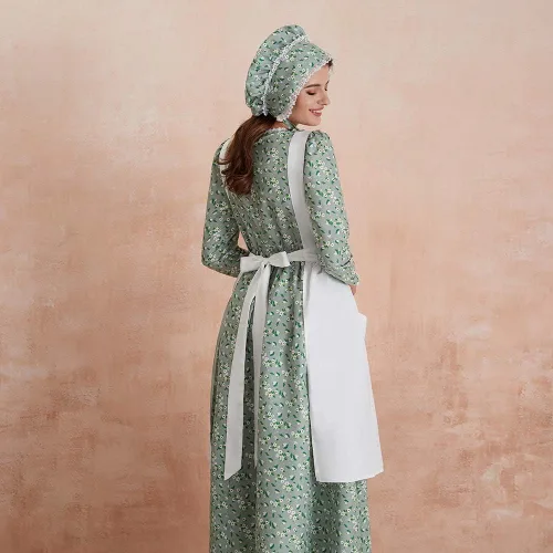 Vista 5 de Abaowedding Disfraz de pionera estadounidense para mujer, vestido histórico modesto pradera colonial floral