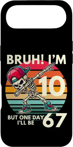 Vista 27 de Bruh I'm 10 But One-Day I'll Be 67 Retro 10th Birthday Kids Case for iPhone 17