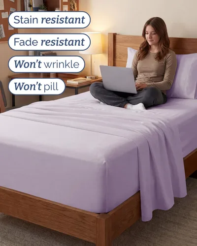 Vista 256 de Extra Deep Twin XL Sheet Set - 3 Piece College Dorm Room - White 01-Blanco