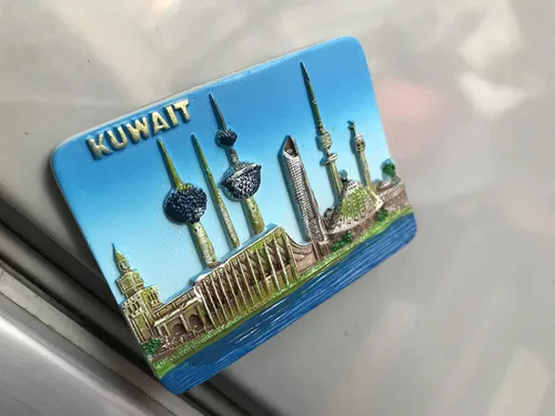 Vista 5 de Kuwait 3D imán de nevera viaje pegatinas recuerdos, decoración casera creativa Kuwait refrigerador imán