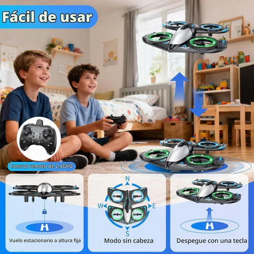 Vista 5 de Foam RC Drone for Kids Beginners, RC Airplane Quadcopter Toy Gift Easy to use foam remote control drone features 3 speed modes, RC airplane