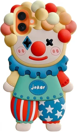 Vista 22 de Funda fea compatible con iPhone 11, 3D Kawaii payaso caricatura, divertido protector de silicona suave a prueba de golpes para mujeres y niñas