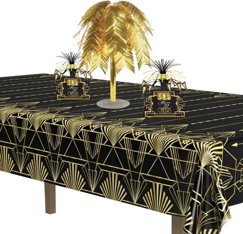 Vista 5 de Beistle Centros de mesa de 3 piezas de decoración de los años 20 para suministros de fiesta temática de Gatsby de los años 20, celebrando contigo