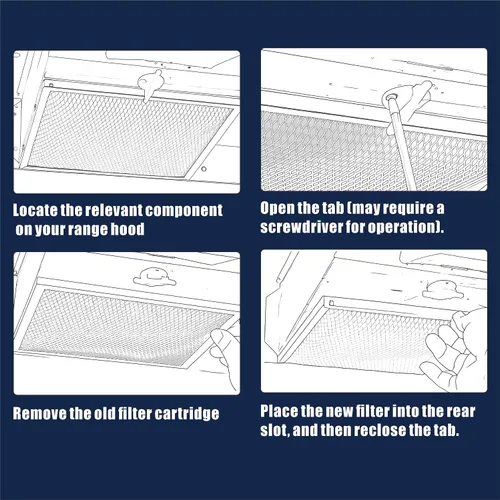 Vista 6 de 97007696 Filtro para Campana de Cocina 41F Filtros de Ventilación de Estufa para Filtro de Campana de Cocina de Repuesto Malla de Grasa Carbón