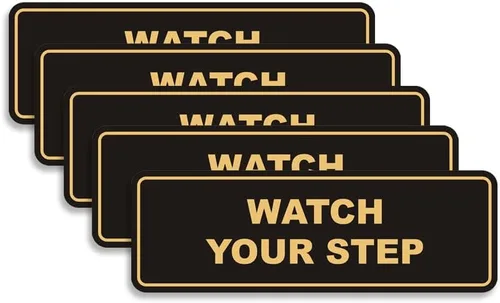 Vista 34 de Signs ByLITA Letrero estándar para pared o puerta con texto en inglés «Watch Your Step», señalización de salud y seguridad (negro), mediano