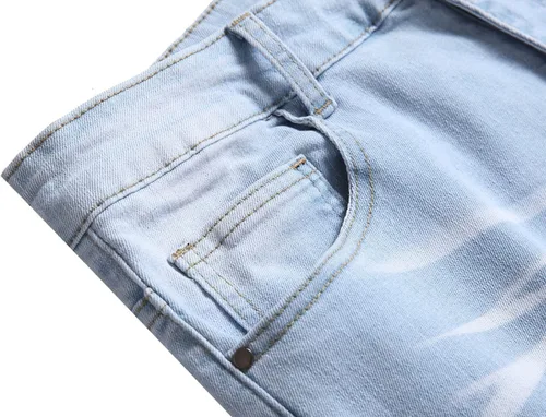 Vista 4 de Jeans rasgados para hombre, ajustados, elásticos, desgastados, cómodos, de moda