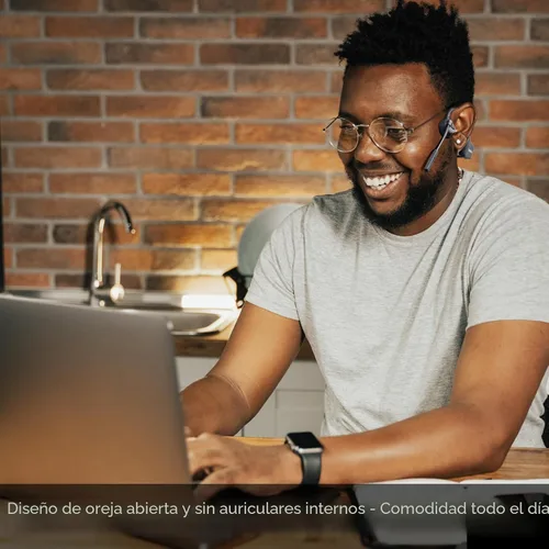 Vista 2 de Auriculares de conducción ósea con micrófono Bluetooth 5.2 Auriculares abiertos con micrófono Boom Auriculares inalámbricos Auriculares impermeables