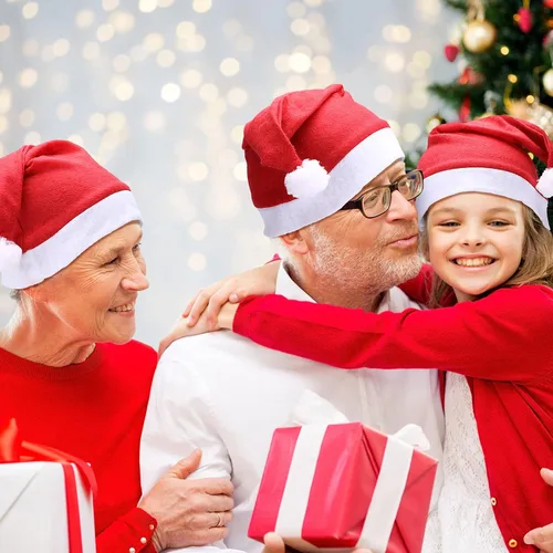 Vista 5 de SATINIOR 28 piezas de Navidad rojo Papá Noel sombrero de peluche de Papá Noel sombrero de tela no tejida sombrero de disfraz para niños adultos