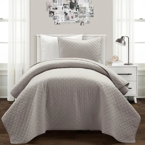 Vista 15 de Lush Decor Ava - Juego de colcha de 3 piezas con diseño de diamantes, tamaño King, color blanco