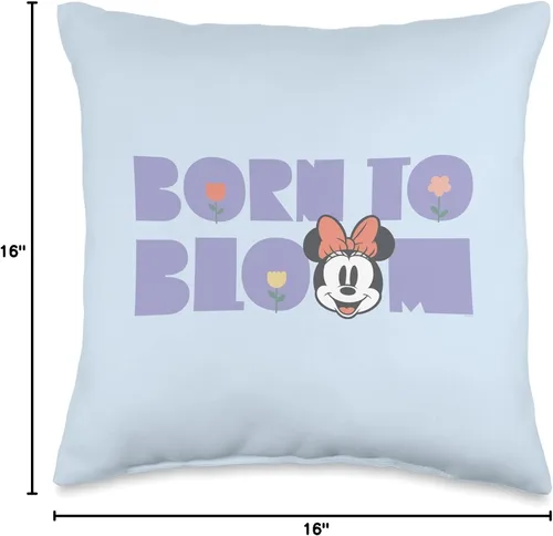 Vista 4 de Disney Minnie Mouse Born to Bloom - Almohada retro de flores primaverales, 16 x 16 pulgadas, multicolor