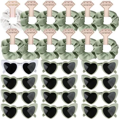 Vista 9 de Satin Bridesmaid Proposal Gifts Scrunchies Bachelorette HairTies Set of 12 sunglasses Bridal Shower No Damage Hair ties ideas Gift for Wedding Party