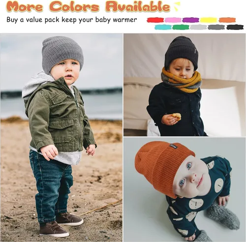 Vista 6 de FZ FANTASTIC ZONE 3 Pcs Toddlers Winter Hat Baby Beanie Boys Girls for 0-3 Years Old, Kids Warm Knitted Fleece Infant Hats