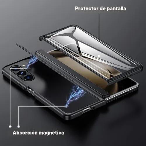 Vista 8 de Funda para Samsung Z-Fold-5: [Soporte oculto] [Carga inalámbrica] Funda delgada con protección de bisagra ligera con protector de pantalla - Funda