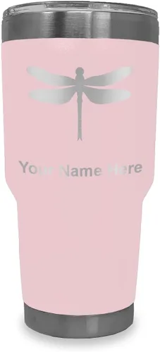 Vista 13 de LaserGram Vaso aislado al vacío de 20 onzas, libélula, grabado personalizado incluido (negro)