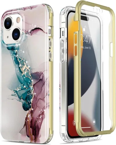 Vista 11 de Esdot Funda para iPhone 15 Pro con protector de pantalla integrado, funda duradera con diseños de moda para mujeres y niñas, elegante funda Piedra