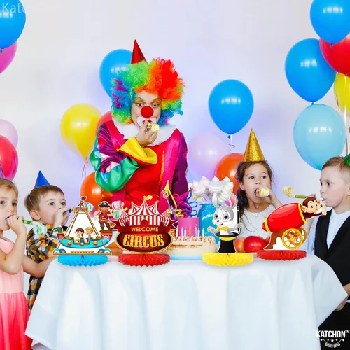 Vista 6 de KatchOn, Centros de mesa de carnaval para mesas, paquete de 9, decoraciones de fiesta temática de circo, decoraciones de mesa de circo, decoración