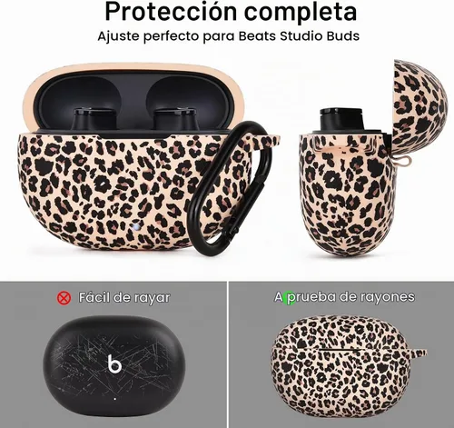 Vista 4 de Funda AIRSPO para Beats Studio Buds/Funda para Beats Studio Buds Plus 2021/2023 de silicona con estampado floral protector para auriculares Beats