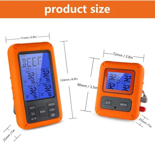 Vista 7 de Termómetro digital de carne TS-TP40 con pantalla LCD grande, cuatro sondas para horno de barbacoa de cocina