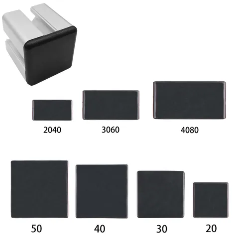 Vista 6 de Accesorios de plástico ABS de 1.181x2.362 in Tapa de extremo Negro T-Ranura Accesorios de perfil de aluminio 35 PC
