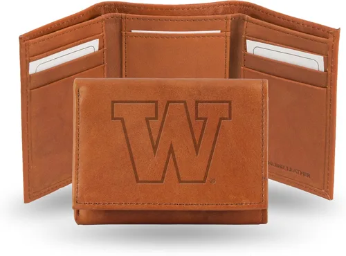Vista 14 de Rico Industries NCAA Alabama Crimson Tide - Cartera triple de piel en relieve, color marrón