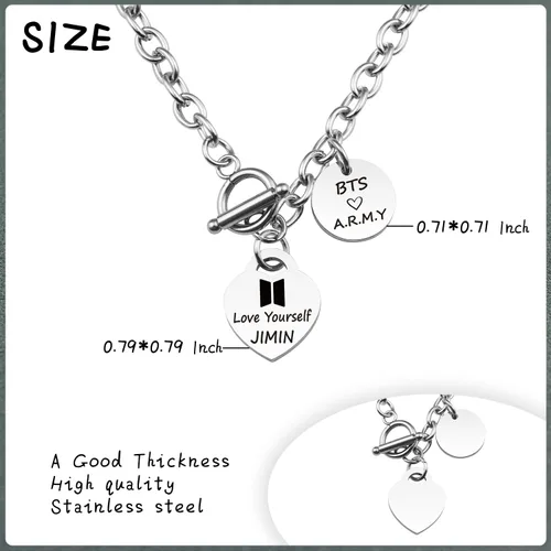 Vista 5 de HELAN Bangtan Boys Gift Kpop Bangtan Boys Necklace Love Yourself Necklace Bangtan Boys Fans Gift Kpop Group Gift for Bangtan Boys Fans