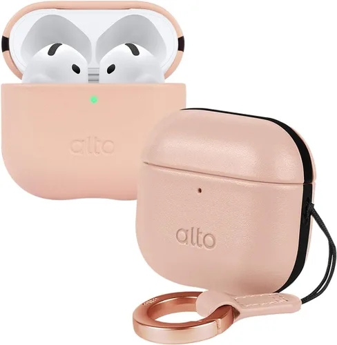 Vista 10 de alto Funda de Cuero Italiano Compatible con AirPods Pro 2ª Generación 2022 Mujeres Hombres Carcasa Rígida Protectora Soporta Carga Inalámbrica LED