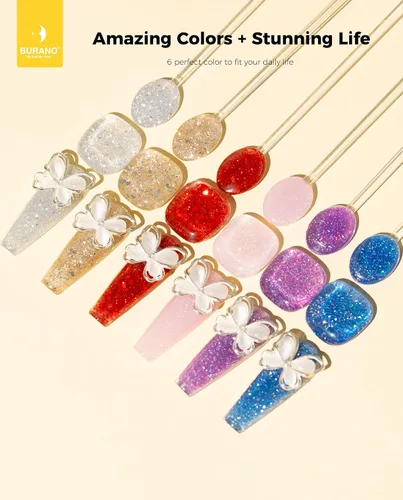 Vista 2 de BURANO - Kit de uñas de gel con extensión de poliacrilato, set de gel constructor de uñas de poliacrilato de 6 colores para principiantes