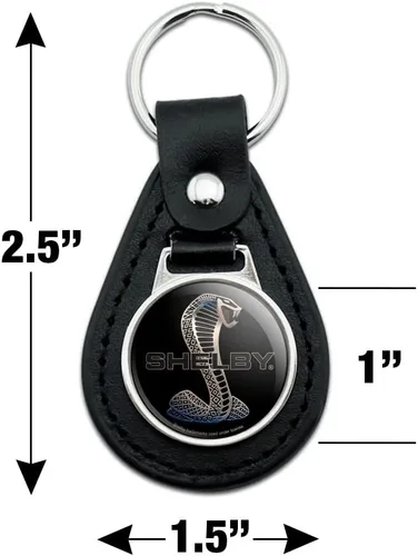 Vista 2 de Llavero con logotipo Shelby Cobra de cuero negro