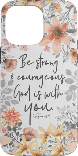 Vista 21 de Funda para iPhone 17 con cita cristiana de Joshua 1:9 con diseño de acuarela bonita floral