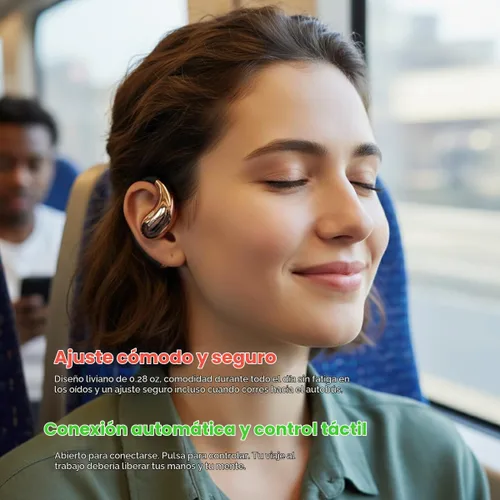 Vista 6 de Auriculares Bluetooth de oreja abierta 6.0, auriculares inalámbricos con ganchos para los oídos, tiempo de reproducción de 36 horas, ajuste cómodo a