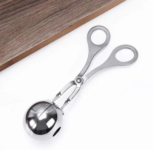 Vista 8 de YARDWE 3 piezas de acero inoxidable carne baller albóndigas fabricante cuchara DIY molde tijera pescado arroz bola clip pinzas hielo cocina cocina