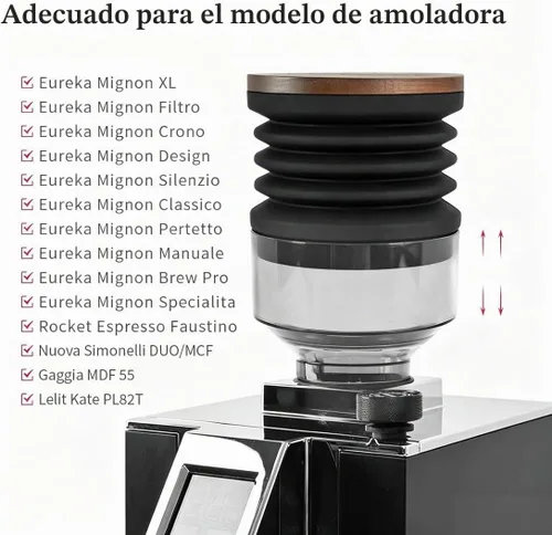 Vista 6 de Tolva de dosis única compatible con Eureka Mignon Espresso Coffee Grinder de silicona para soplar granos de café residuales (tolva elevada)