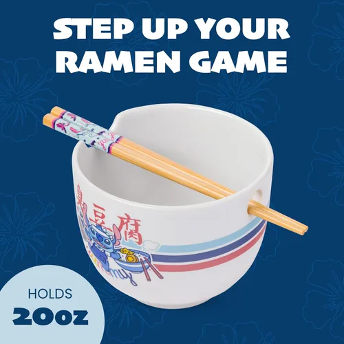 Vista 2 de Silver Buffalo Lilo and Stitch Yummy, cuenco de ramen con palillos Lilo y Stitch delicioso
