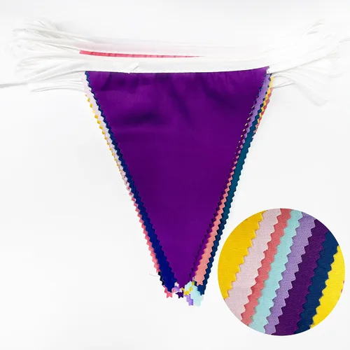 Vista 2 de Decoraciones de fiesta de 32 pies con texto en inglés "Oh Happy Day" ("Oh Happy Day") de tela de color arcoíris triangular, banderines para Colorido