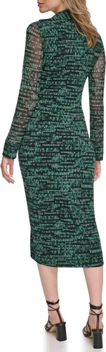 Vista 4 de Calvin Klein Vestido de punto de malla fruncida con estampado para mujer