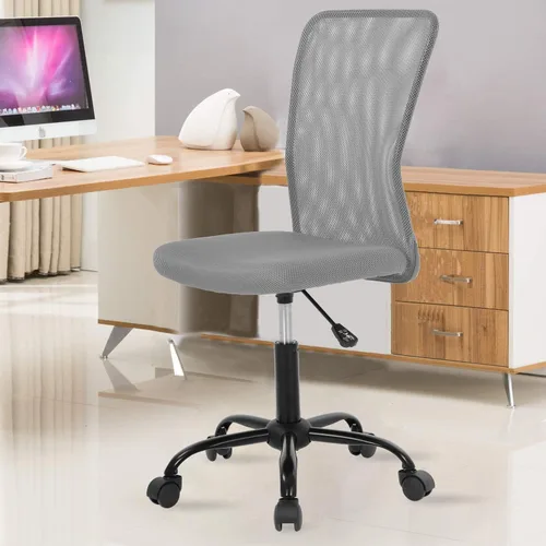Vista 9 de Silla de oficina de malla con soporte lumbar, silla de escritorio ergonómica, moderna, negra