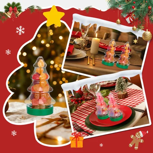 Vista 7 de Abaodam 6 unidades rellenables con forma de árbol de Navidad de plástico transparente adornos de Navidad recipientes de dulces para manualidades