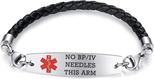Vista 88 de Brazaletes de alerta médica ajustables de 7.5" a 9" para mujer/hombre, de acero inoxidable, intercambiables Cadena de bloque