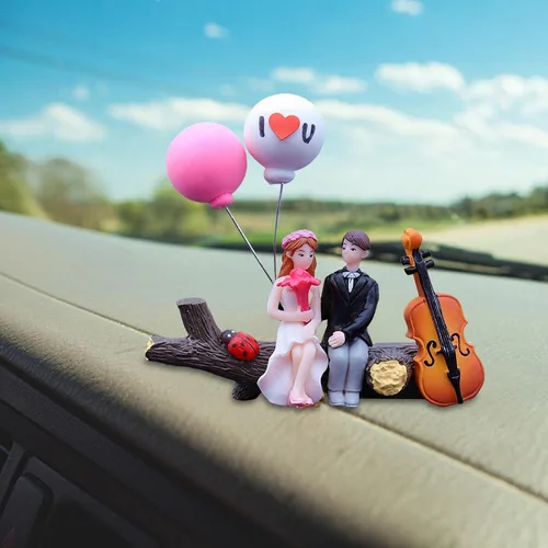 Vista 4 de Decoración de coche, lindas parejas de dibujos animados, figuras de acción, parejas de dibujos animados en miniatura, adorno de globo, para niñas
