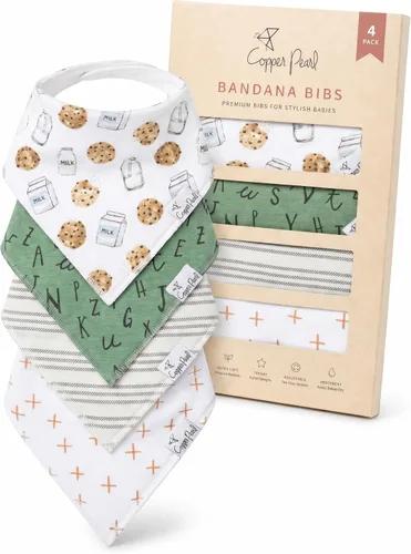 Vista 25 de Copper Pearl Baberos tipo bandana para bebé, paquete de 4 baberos de algodón suave para babear y dentición, absorbentes, ajuste ajustable, muchos