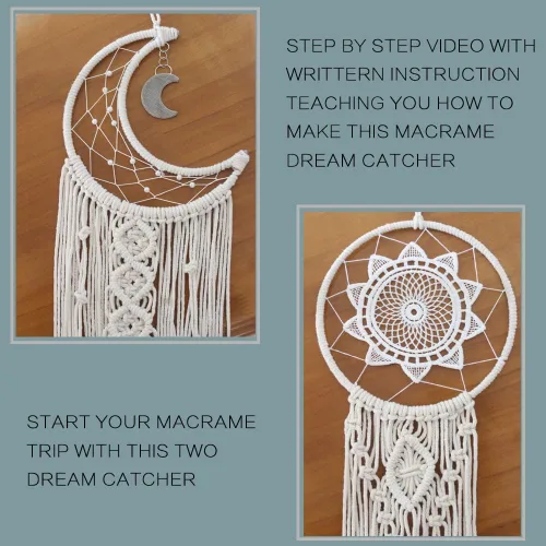 Vista 5 de RQWZBCHX Kits de atrapasueños de macramé para adultos principiantes, 2 piezas de macramé para colgar en la pared
