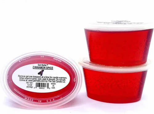 Vista 2 de Paquete de 3 Cera de gel Melts de larga duración con aroma a especias de canela para calentadores y quemadores, pela, derrite y disfruta The Gel