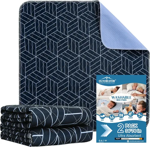 Vista 38 de OUTCREATOR® Almohadillas de cama lavables de 34" x 56" (paquete de 2), protector de colchón para incontinencia, almohadillas impermeables
