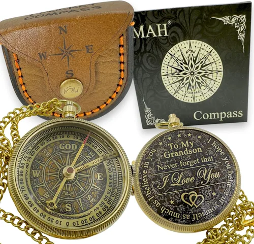 Vista 11 de Brass Compass Gift to My Son Never Forget I Love You, Sentimental Keepsake from Mom Dad Grandparents, Inspirational Guidance Compass Gift for Son