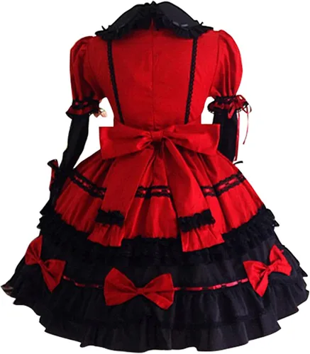 Vista 2 de Jeelee Sissy - Vestido tutú rosa con volantes de encaje para uniforme de criada, Rosado
