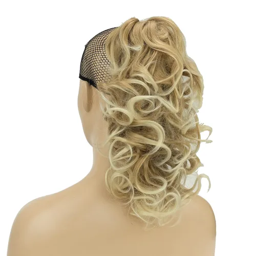 Vista 3 de IMISSU Extensiones de cabello rizado desordenado, cola de caballo con clip de cola de caballo (rubio playa)