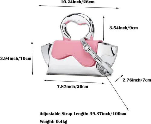 Vista 5 de Bolso pequeño de color plateado, bolsos cruzados, bolsos de noche Y2K, bolso de mano para mujer, bolsos de hombro, bolsa de mano para mujer 2024