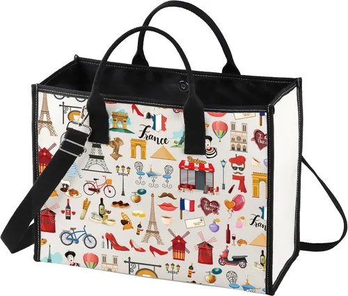 Vista 8 de LEVLO Francia Travel Culture Gift French Theme Travel Pouch Bag Paris Landmarks Gift French Souvenir Gift, Francia BT, Bolsa de cosméticos